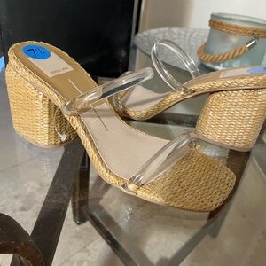 Dolce Vita Tan Heels with Woven Block Design